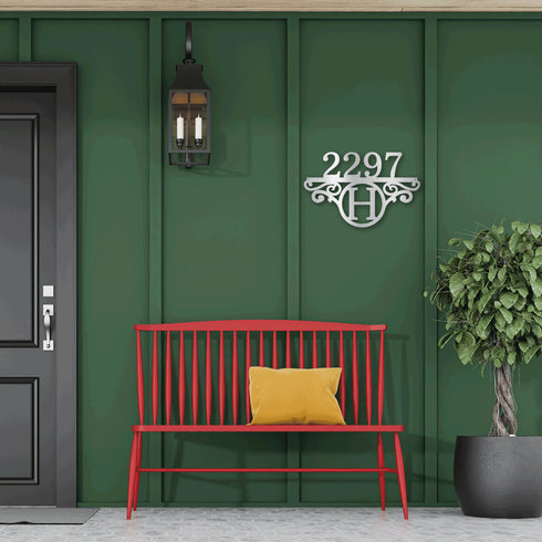 Personalized Inital & Address # Metal Wall Art